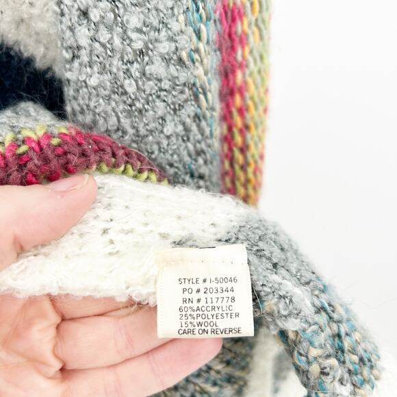 Lovestitch Fall Lagenlook Striped Open Front‎ Wool Blend Knit Cardigan Size S - Picture 4 of 7